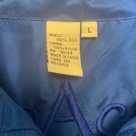 Vintage Studded Embellished royal blue Silk jacket size Large CoAco, full zip - Picture 5 of 9